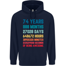 74th Birthday 74 Year Old Mens 80% Cotton Hoodie Navy Blue
