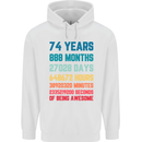 74th Birthday 74 Year Old Mens 80% Cotton Hoodie White