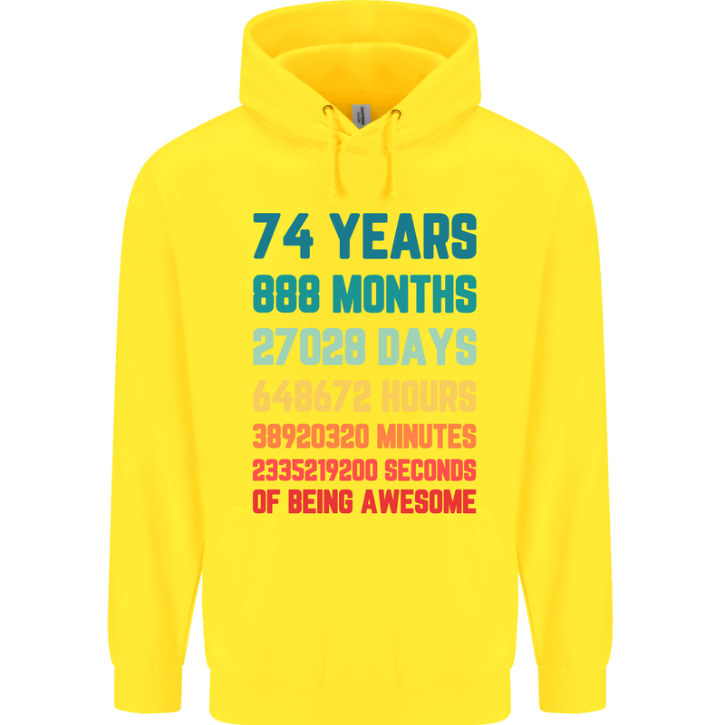 74th Birthday 74 Year Old Mens 80% Cotton Hoodie Yellow
