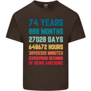 74th Birthday 74 Year Old Mens Cotton T-Shirt Tee Top Dark Chocolate