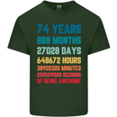 74th Birthday 74 Year Old Mens Cotton T-Shirt Tee Top Forest Green