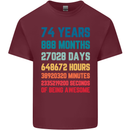 74th Birthday 74 Year Old Mens Cotton T-Shirt Tee Top Maroon