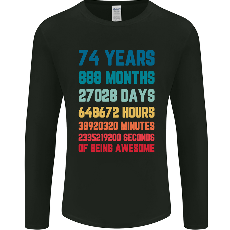 74th Birthday 74 Year Old Mens Long Sleeve T-Shirt Black