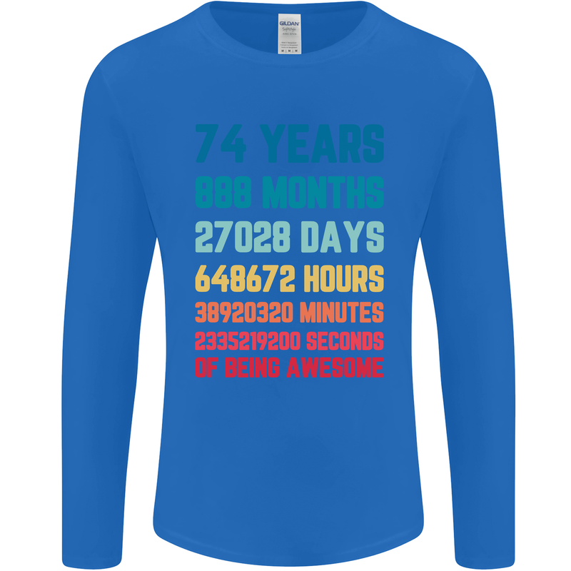 74th Birthday 74 Year Old Mens Long Sleeve T-Shirt Royal Blue
