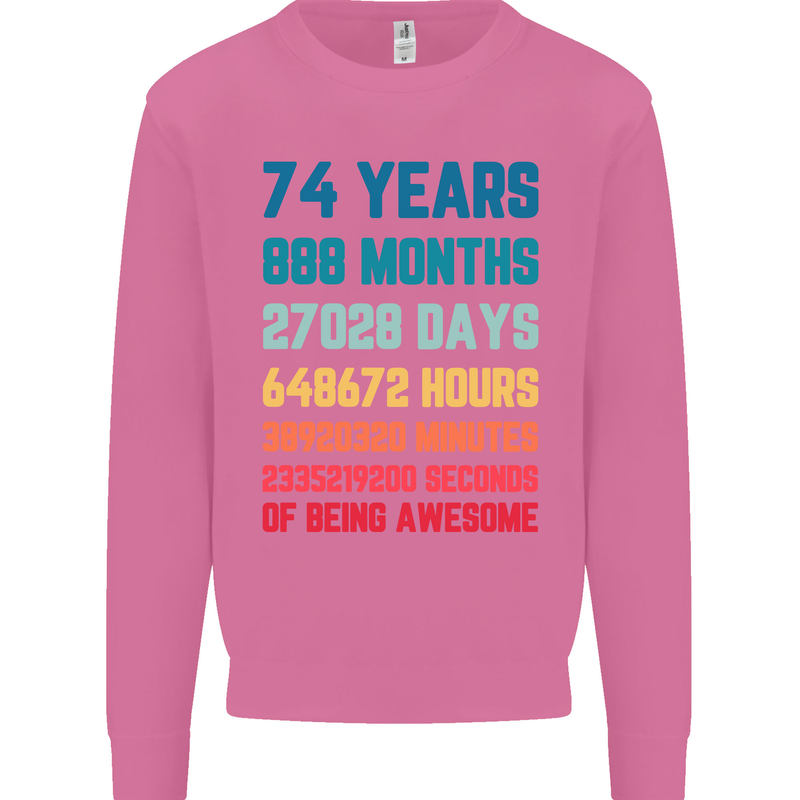 74th Birthday 74 Year Old Mens Sweatshirt Jumper Azalea