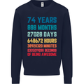 74th Birthday 74 Year Old Mens Sweatshirt Jumper Navy Blue