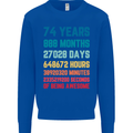 74th Birthday 74 Year Old Mens Sweatshirt Jumper Royal Blue