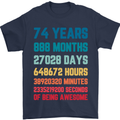 74th Birthday 74 Year Old Mens T-Shirt 100% Cotton Navy Blue