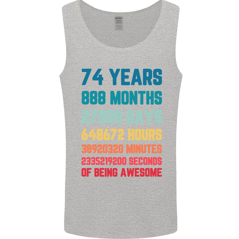 74th Birthday 74 Year Old Mens Vest Tank Top Sports Grey