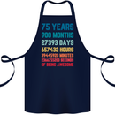 75th Birthday 75 Year Old Cotton Apron 100% Organic Navy Blue