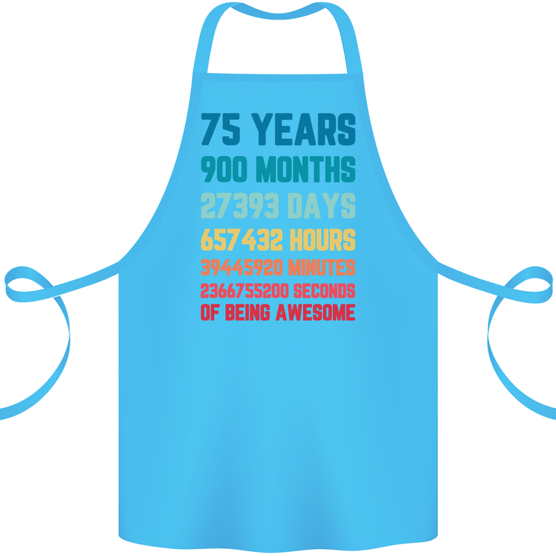 75th Birthday 75 Year Old Cotton Apron 100% Organic Turquoise