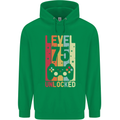 75th Birthday 75 Year Old Level Up Gamming Mens 80% Cotton Hoodie Irish Green