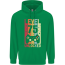 75th Birthday 75 Year Old Level Up Gamming Mens 80% Cotton Hoodie Irish Green