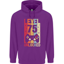 75th Birthday 75 Year Old Level Up Gamming Mens 80% Cotton Hoodie Purple