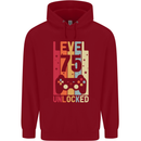 75th Birthday 75 Year Old Level Up Gamming Mens 80% Cotton Hoodie Red