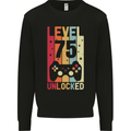 75th Birthday 75 Year Old Level Up Gamming Mens Sweatshirt Jumper Black