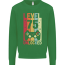 75th Birthday 75 Year Old Level Up Gamming Mens Sweatshirt Jumper Irish Green