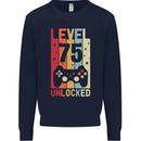 75th Birthday 75 Year Old Level Up Gamming Mens Sweatshirt Jumper Navy Blue