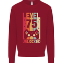 75th Birthday 75 Year Old Level Up Gamming Mens Sweatshirt Jumper Red