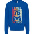 75th Birthday 75 Year Old Level Up Gamming Mens Sweatshirt Jumper Royal Blue
