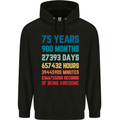 75th Birthday 75 Year Old Mens 80% Cotton Hoodie Black