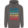 75th Birthday 75 Year Old Mens 80% Cotton Hoodie Charcoal
