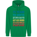 75th Birthday 75 Year Old Mens 80% Cotton Hoodie Irish Green