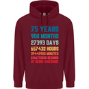 75th Birthday 75 Year Old Mens 80% Cotton Hoodie Maroon