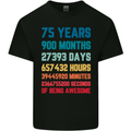 75th Birthday 75 Year Old Mens Cotton T-Shirt Tee Top Black