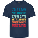75th Birthday 75 Year Old Mens Cotton T-Shirt Tee Top Navy Blue