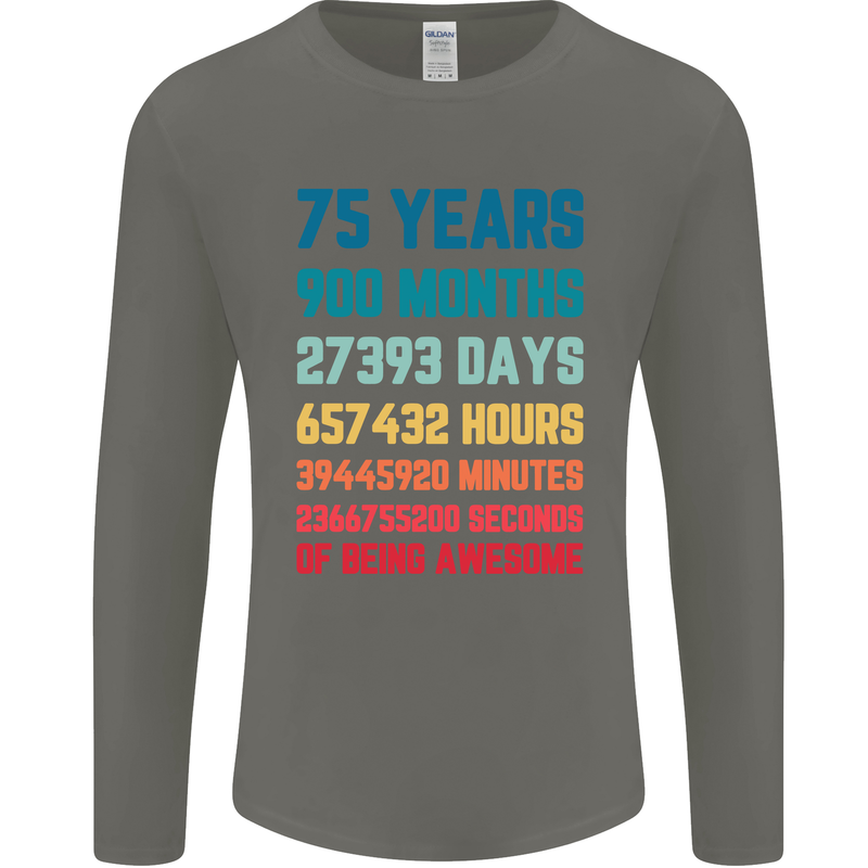75th Birthday 75 Year Old Mens Long Sleeve T-Shirt Charcoal