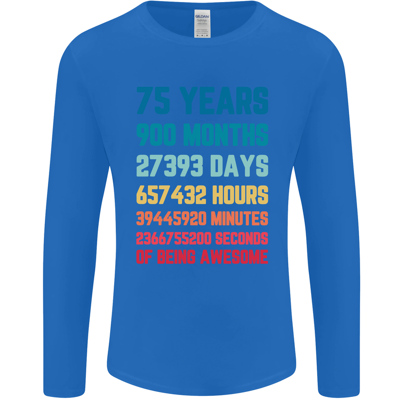 75th Birthday 75 Year Old Mens Long Sleeve T-Shirt Royal Blue
