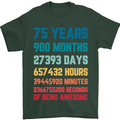 75th Birthday 75 Year Old Mens T-Shirt 100% Cotton Forest Green