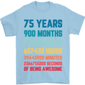 75th Birthday 75 Year Old Mens T-Shirt 100% Cotton Light Blue