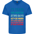 75th Birthday 75 Year Old Mens V-Neck Cotton T-Shirt Royal Blue