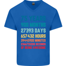 75th Birthday 75 Year Old Mens V-Neck Cotton T-Shirt Royal Blue