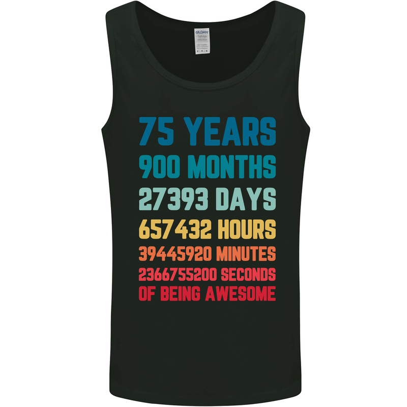 75th Birthday 75 Year Old Mens Vest Tank Top Black