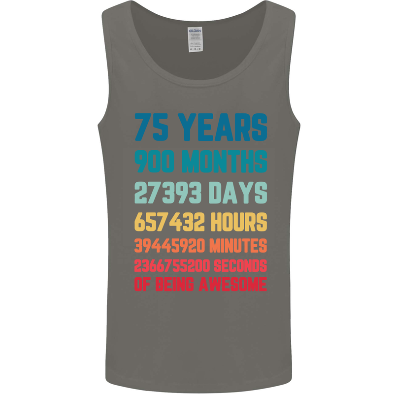 75th Birthday 75 Year Old Mens Vest Tank Top Charcoal