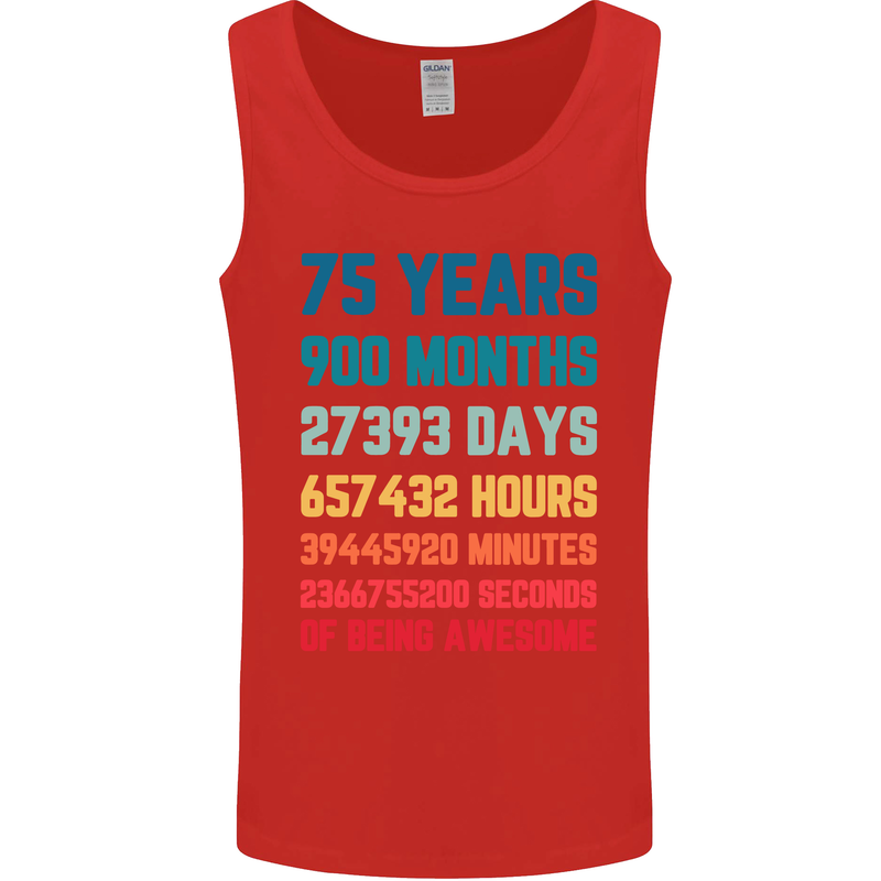 75th Birthday 75 Year Old Mens Vest Tank Top Red