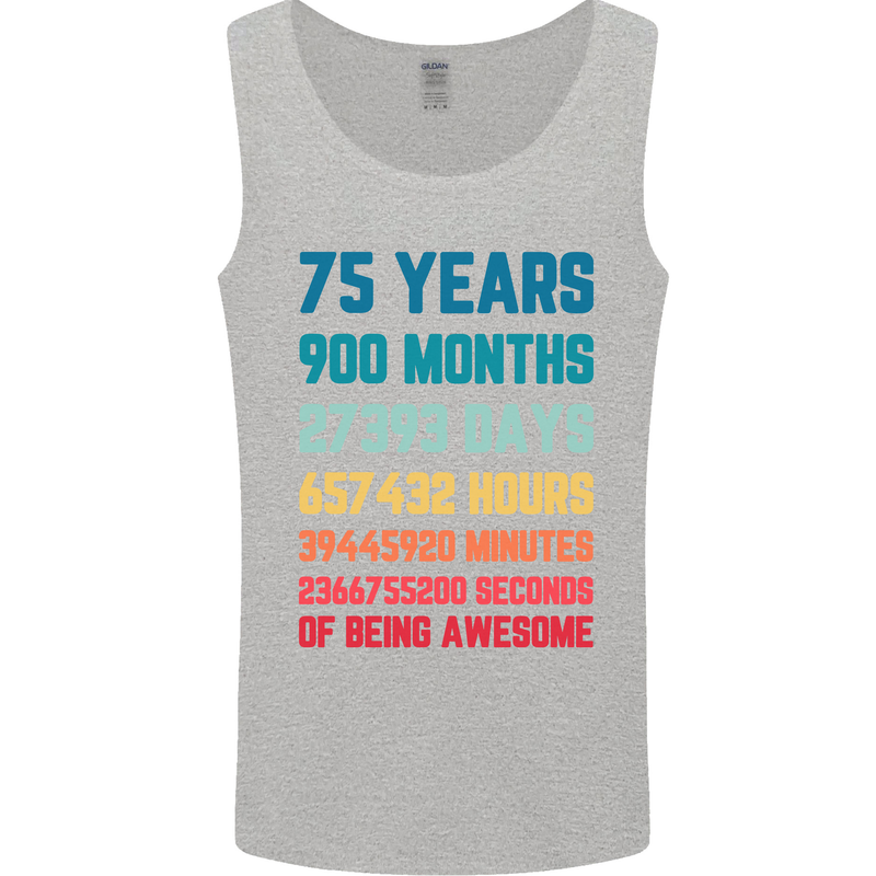 75th Birthday 75 Year Old Mens Vest Tank Top Sports Grey