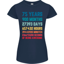 75th Birthday 75 Year Old Womens Petite Cut T-Shirt Navy Blue