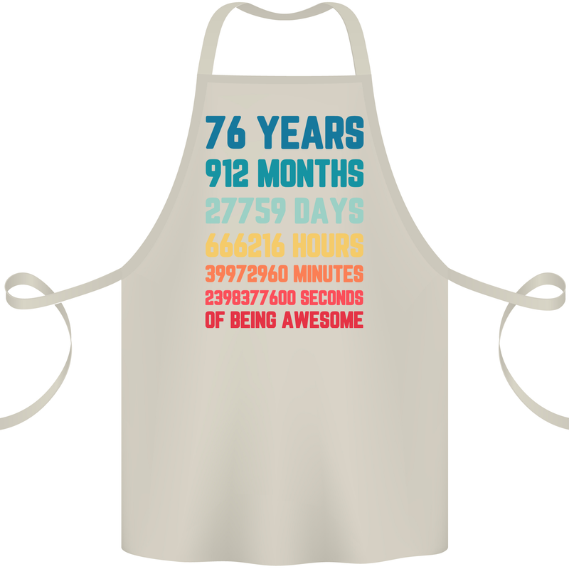 76th Birthday 76 Year Old Cotton Apron 100% Organic Natural