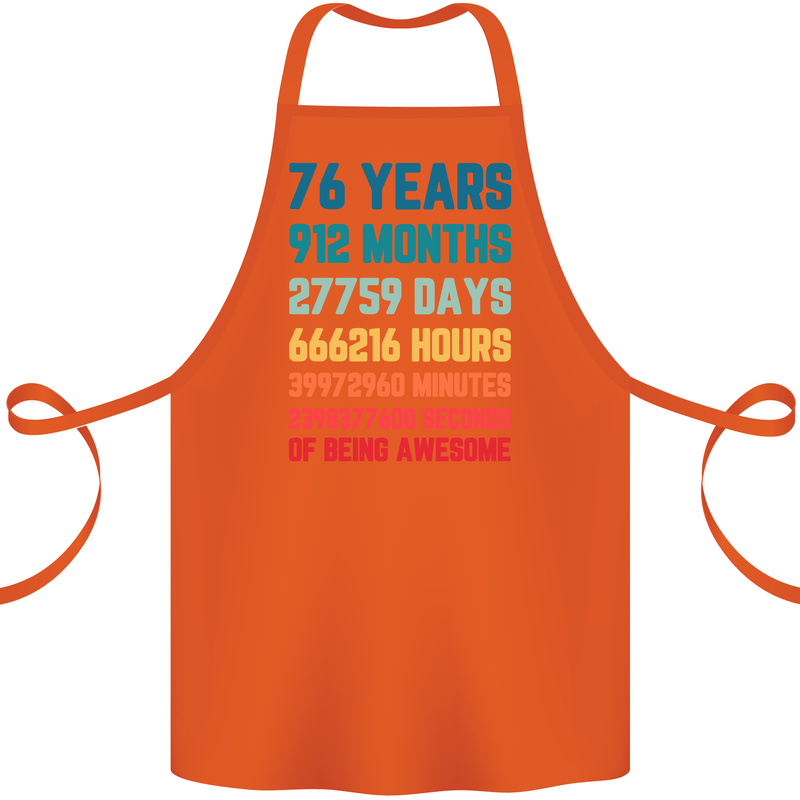 76th Birthday 76 Year Old Cotton Apron 100% Organic Orange