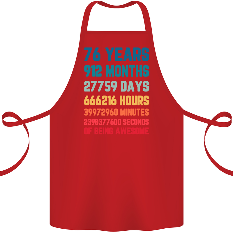 76th Birthday 76 Year Old Cotton Apron 100% Organic Red