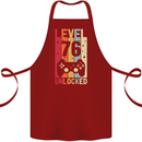 76th Birthday 76 Year Old Level Up Gamming Cotton Apron 100% Organic Maroon