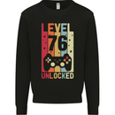 76th Birthday 76 Year Old Level Up Gamming Mens Sweatshirt Jumper Black
