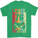 76th Birthday 76 Year Old Level Up Gamming Mens T-Shirt 100% Cotton Irish Green