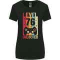 76th Birthday 76 Year Old Level Up Gamming Womens Wider Cut T-Shirt Black