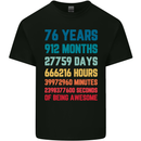 76th Birthday 76 Year Old Mens Cotton T-Shirt Tee Top Black
