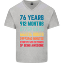 76th Birthday 76 Year Old Mens V-Neck Cotton T-Shirt Sports Grey